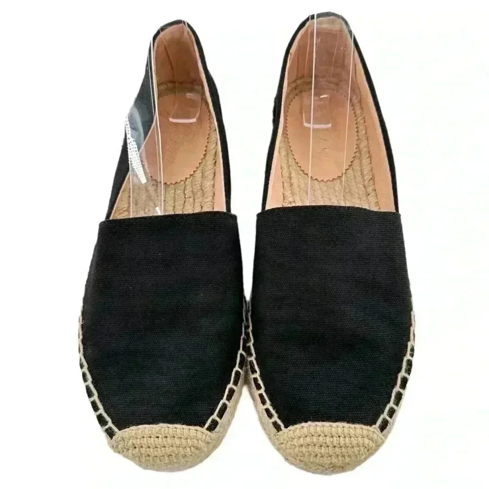 J crew womens flats size 9 black canvas Espadrilles resort wear coastal granny